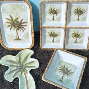 Palm Tree Melamine Serving Set - Tropical Palm Motif